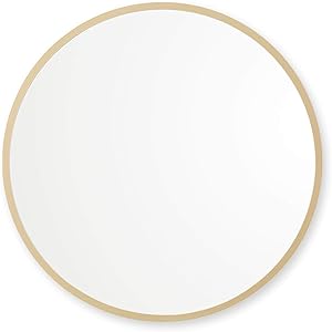 Better Bevel 24” x 24” Matte Gold Rubber Framed Mirror | Round Bathroom Wall Mirror
