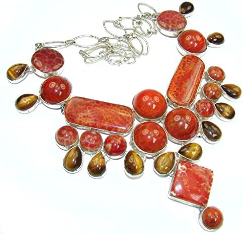 Mexican Fire Agate Women 925 Sterling Silver Necklace - FREE GIFT BOX