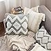 MIULEE Decorative Throw Pillow Cover Tribal Boho Woven Pillowcase with Tassels Diamond Design Super Soft Pillow Sham Cushion Case for Sofa Couch Bedroom Car Living Room 18X18 Inch Gray White