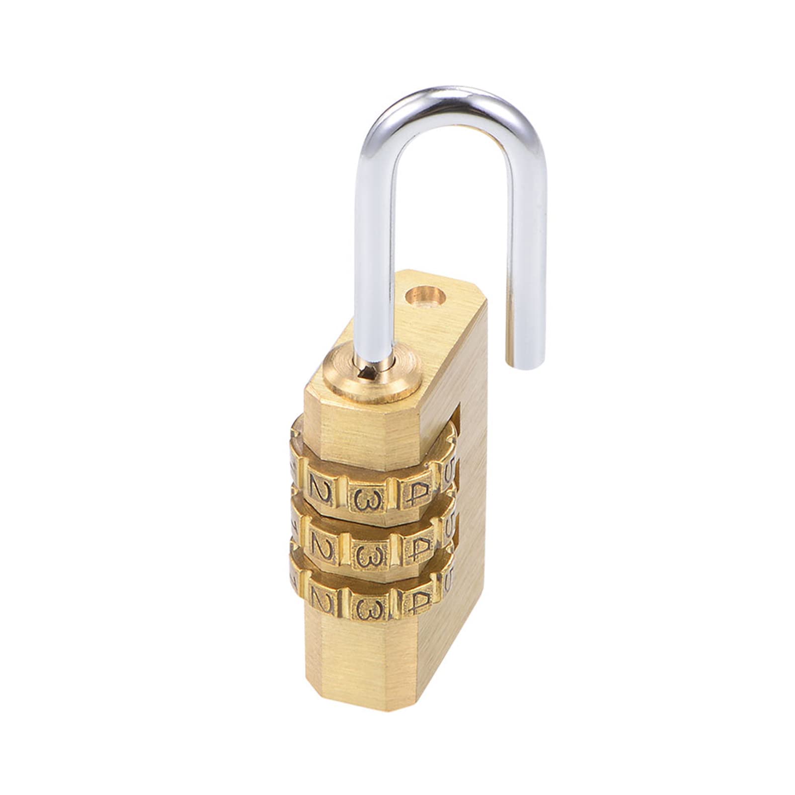 M METERXITY Combination Password Padlock - Outdoor Resettable 3 Digit Secret Code Lock, Apply to Gate/Gym/Toolbag Use (54x21x10mm, Brass Tone)