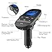 Nulaxy Bluetooth Car FM Transmitter Audio Adapter Receiver Wireless Handsfree Voltmeter Car Kit TF Card AUX USB 1.44 Display Sleep Play Mode - KM21 Black