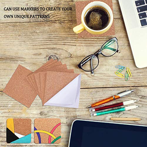 50 Stücke selbstklebende Kork-Quadrate,4"x 4" quadratische Kork-Untersetzer Selbstklebende Korkplatten für Untersetzer und Bastelarbeiten – Bild 7