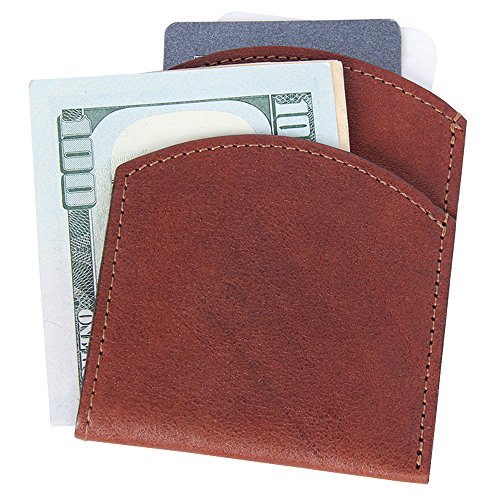 Mens Leather Front Pocket Wallet Slim Two Pockets Brown USA Made