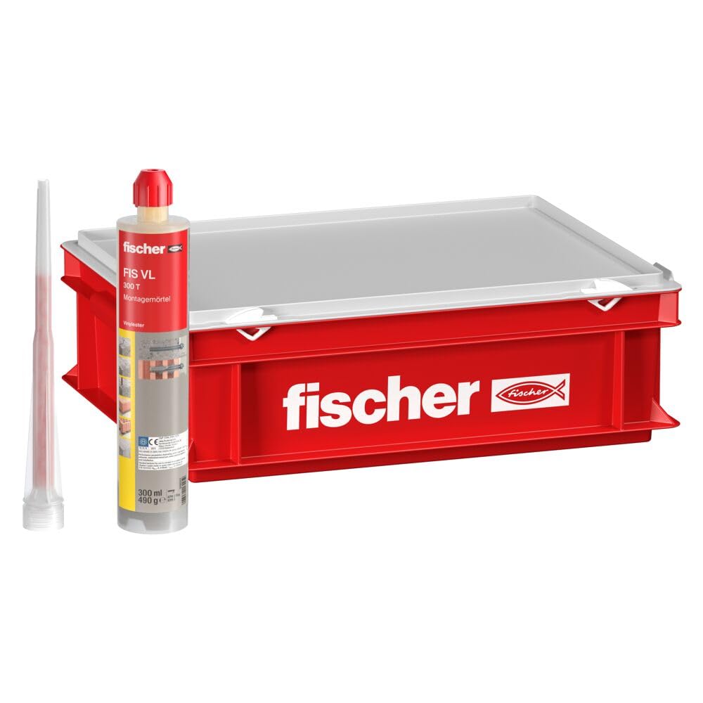 fischer FIS VL 300 T Assembly Mortar in Craft Case, 10 Cartridges 300 ml Including 20 Static Mixers, Economical Solution for Standard Applications in Solid and Perforated Stone and Cracked Concrete