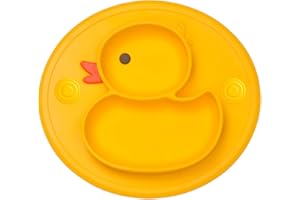 Qshare Toddler Plate, Portable Baby Plates for Toddlers and Kids, BPA-Free Strong Suction Plates for Toddlers, Dishwasher & Microwave Safe Silicone Placemat 9x6x1.4 inch