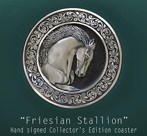 Horse Lady Gifts coaster, Collectors Edition horse Coaster, Friesian Stallion, handmade USA