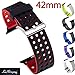 Lwsengme Silicone Sport Replacement Strap with Adjustable Buckle and Quick Release for Apple iWatch Series 2/ Apple Watch Series 1/ Nike+, 42mm - Black/Red