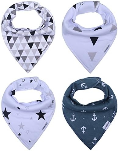 ncybaby Baby Bandana Drool Bibs Organic 4 Pack for Boys and Girls Absorbent Soft Cotton for Teething Feeding