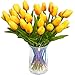 JOEJISN 30pcs Artificial Tulips Flowers Real Touch Orange Tulips Fake Holland PU Tulip Bouquet Latex Flowers for Wedding Party Office Home Kitchen Decoration (Orange)