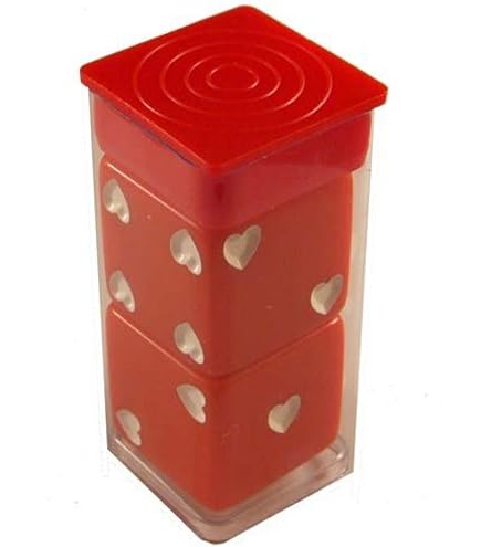 Dé 6 Pièces En Acrylique – Points En Forme De Cœur – 2,5 Cm – Coins Arrondis – Étui De Transport – Jeux De Société, Voyages, Fêtes – Blanc/Rouge
