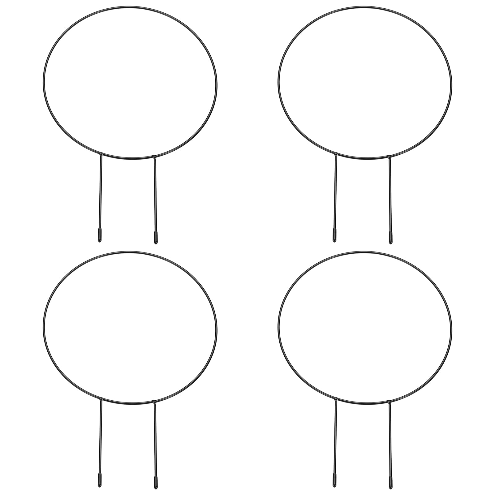 PATIKIL 13.4 x 9.1Inch Circle Metal Plant Trellis, 4 Pcs Plants Climbing Holder Rack Vine Stem Support Wire Closed for Indoor Potted Climbing Plants, Black