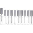 10PCS 10ml Empty Clear Lip Gloss Containers for Lipstick Samples Lip Balms Mini Refillable Travel Empty Lipgloss Bottle Tube Vials Containers with Bar Silver Lid (Transparent,Silver Lid)