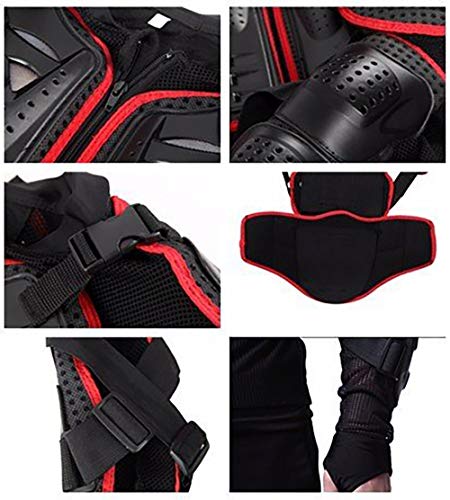 Motorcycle Full Body Armor Protective Gear Jacket Street Motocross ATV Guard MTB Racing Shirt Jacket Protector Pro for Men (Red, XXL)