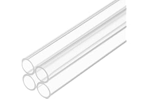 Rebower 12" Clear Plastic Rigid Pipe 8mm ID x 10mm OD (5/16" ID x 3/8" OD) Acrylic Round Polycarbonate Tubing, [for Plumbing, Hydraulics, Aquarium] - 4Pcs