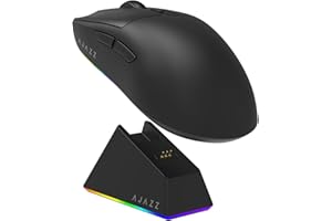 MechLands AJAZZ AJ139 V2 MC Gaming Mouse with Charging Base, Adjustable 12,000 DPI, PAW3311 Sensor, 3 Modes Wireless Mouse, 500mAh Battery, 1000 Polling Rate, 66g Lightweight, Win/Mac (Black)