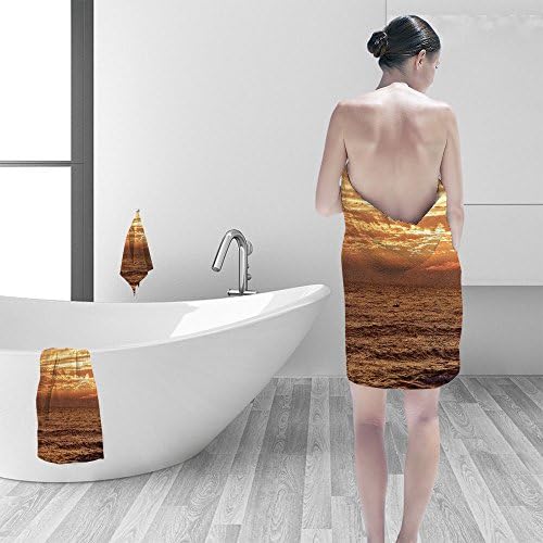 Nalahomeqq Bath towel set Orange seascape beautiful cloudy sky after sun Autumn North of Portugal 3D Digital Printing No Chemical OdorEco-Friendly Non Toxic13.8 x 13.8-11.8"x27.6"-27.6"x55.2"