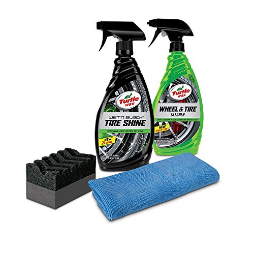 Turtle Wax 50837 Tire Shine & Wheel Cleaner Kit with Applicator & Microfiber Towel, 46. Fluid_Ounces