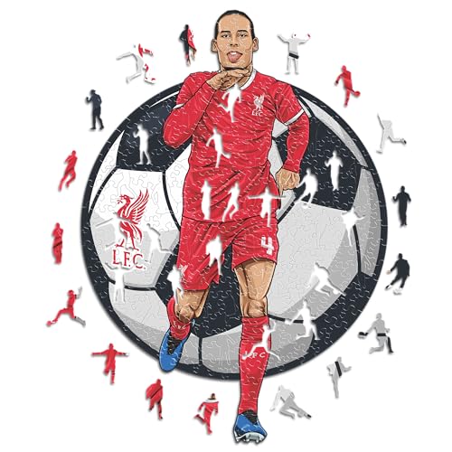 Iconic Puzzles - Liverpool, Virgil Van Dijk, offiziell Lizenziertes Holzpuzzle, 100% nachhaltig, Geschenk für Erwachsene und Kinder, Größe L, 500 Teile