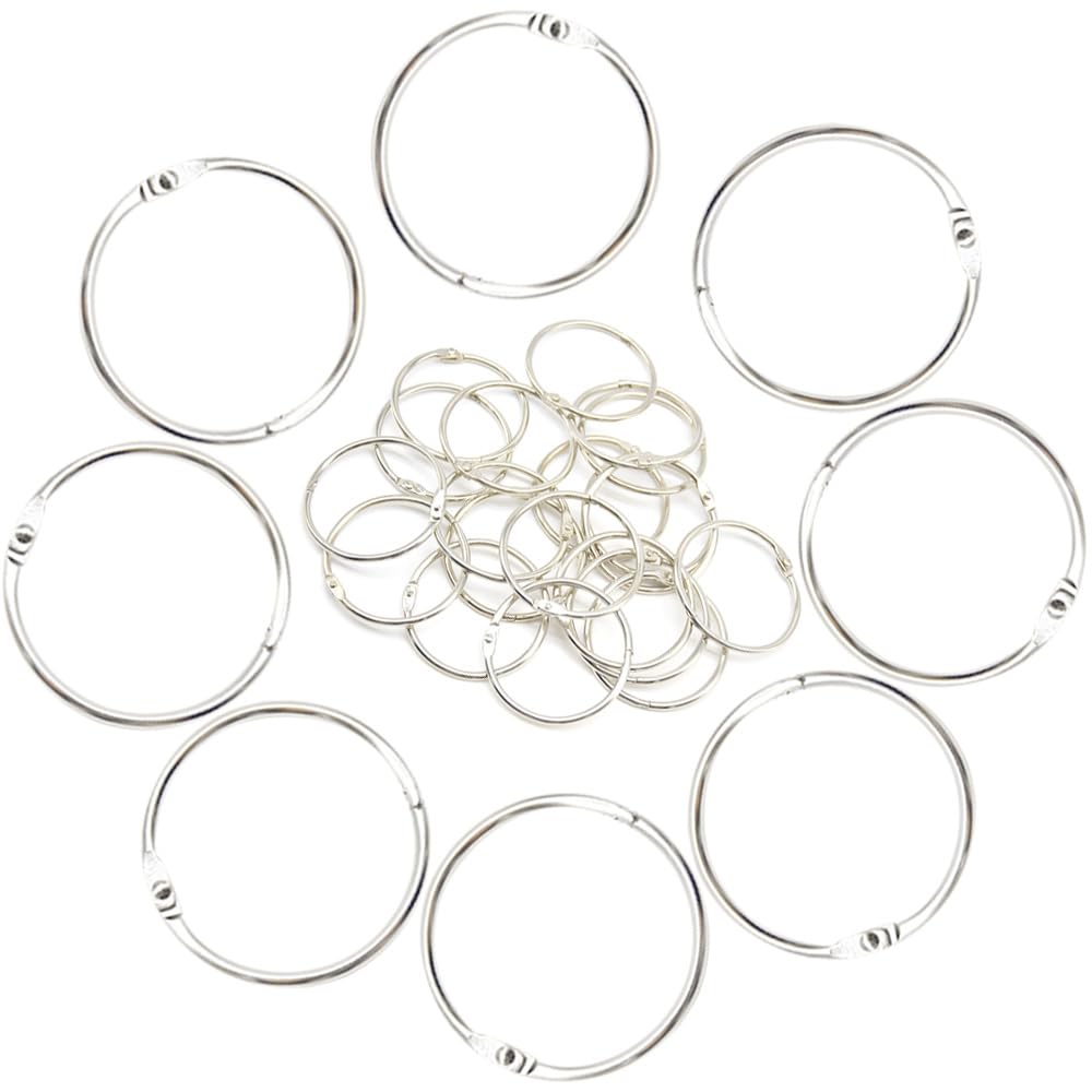 Hocansen 20 PCS Binder Rings 45mm Loose Leaf Binder Rings Index Card Rings Small Book Rings Metal Round Binding Rings for Flashcard,Paper,Key (45mm/YH)