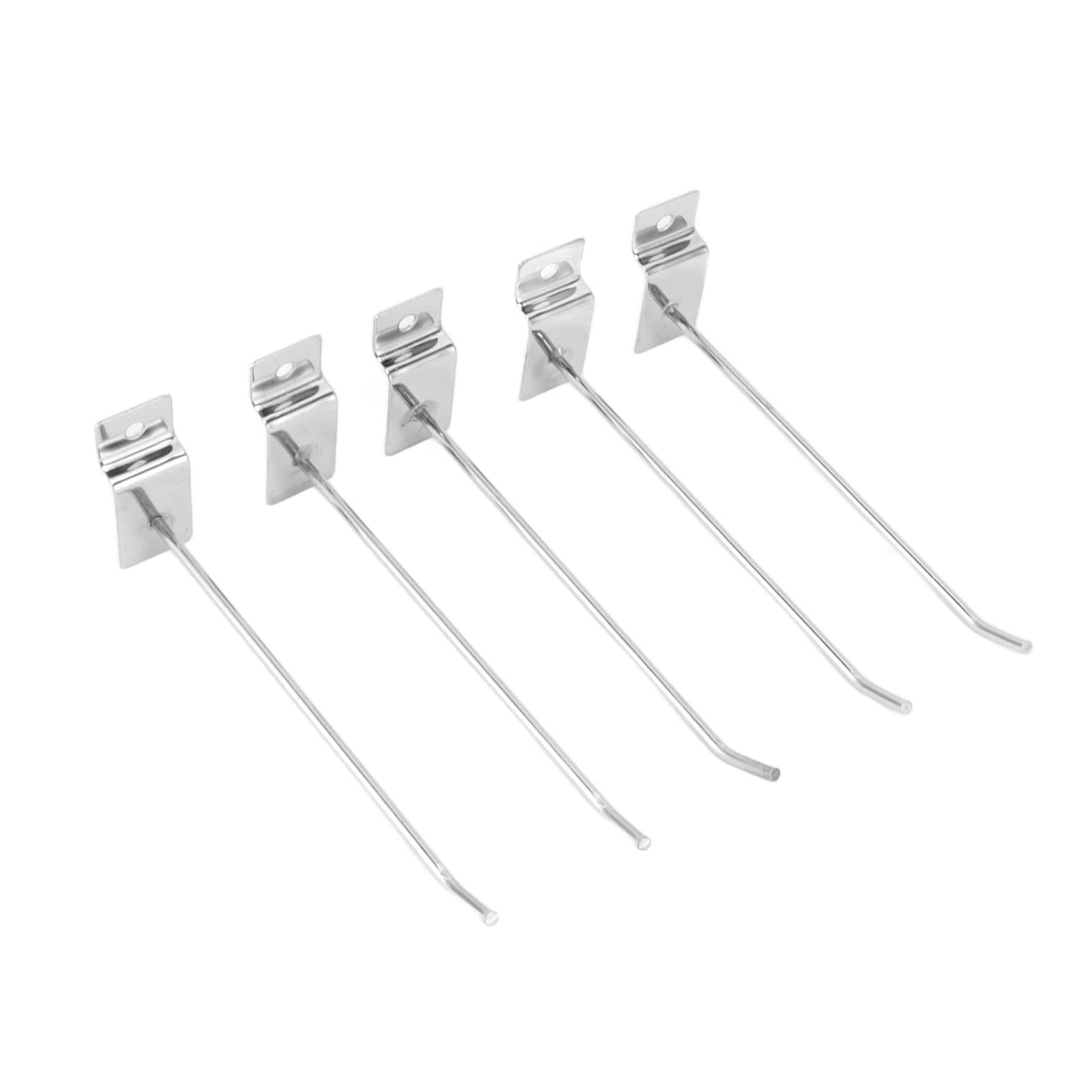 50pcs Slat Wall Hooks, Slatwall Hooks Slot Plate Hook Slotted Plate Single Wire Hooks for Retail Display 15cm 3.3mm Diameter Silver