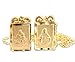 Catholica Shop Gold Plated Engraved Medals Square Scapular Necklace | Handcrafted in Brazil | 13 inch