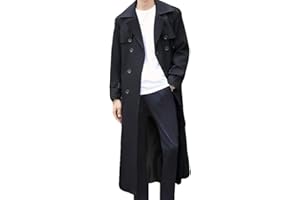Pantete Man's Double Breasted Trench Coat Oversized Casual windbreaker Lapel Long Jacket Overcoat
