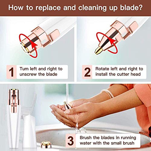 Facial Hair Remover for Women, Xndryan 2-in-1 Facial Trimmer & Eyebrow Hair Remover Trimmer, 360°All-Round Painless Hair Epilator Electric Women\'s Trimmer