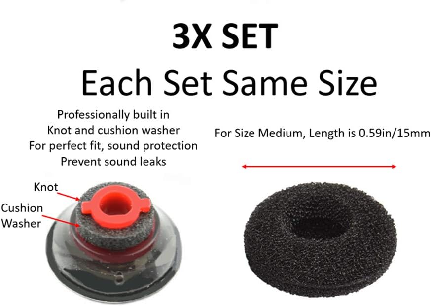 3X Ultra Comfort Eartips Ear Buds Replacement Earphone Ear Tips Kits Earpads Foam Set Cushion for Plantronics Voyager 5200 5220 5210 Series Bluetooth Headset Headphone (Medium M) - Image 3