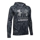 Under Armour Boys' Armour Fleece Printed Big Logo Hoodie, Black/Black, Youth Large
