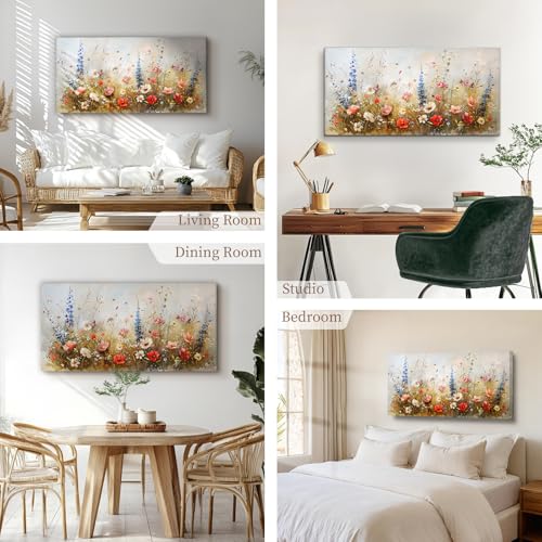 Hyidecorart Colourful Flowers Pictures Decoration Living Room Modern 59 x 119 cm | Exquisite Art, HD Print, Easy to Hang, Large Format, Versatile Wall Decor, Gift, Quick Assembly