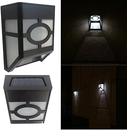 Solar Powered Wall Mount 2 LED Light Outdoor Fence Post Landscape Garden Lamp #LED Color White