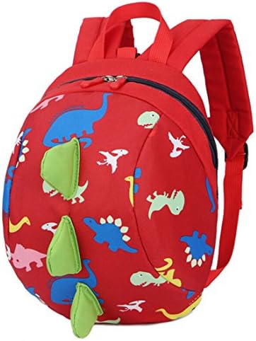 LmeiKKKindergarten Cartoon Dinosaur Backpack Oxford cloth Snacks Storage bags (Red)