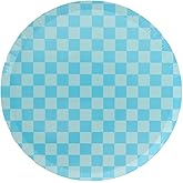 Jollity & Co Check It! Dinner Plates - Out of the Blue Paper Plates - Pack of 8 Cake Plates Disposable - Checkered Pattern Party Plates for Baby Showers, Summer Parties, Birthday Decorations