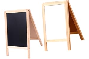 CIYODO 2pcs Double-Sided Freestanding Wooden Chalk Board and Whiteboard for Erasable Writing Board for