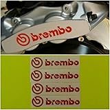 R&G Brembo HIGH TEMP Brake Caliper Decal Sticker Set of 4 (Red)