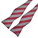 PenSee Mens Self Bow Tie Grey & Red Stripe Jacquard Woven Silk Bow Ties
