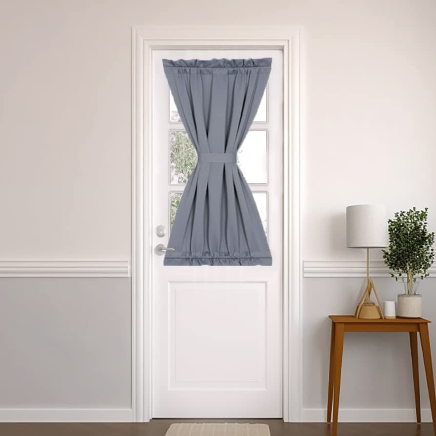 PANOVOUS Grey French Door Curtains for Small Windows Elegant Curtains for Door Window Sidelight Curtain Grey 25x40 Inch 1 Panel — image 1