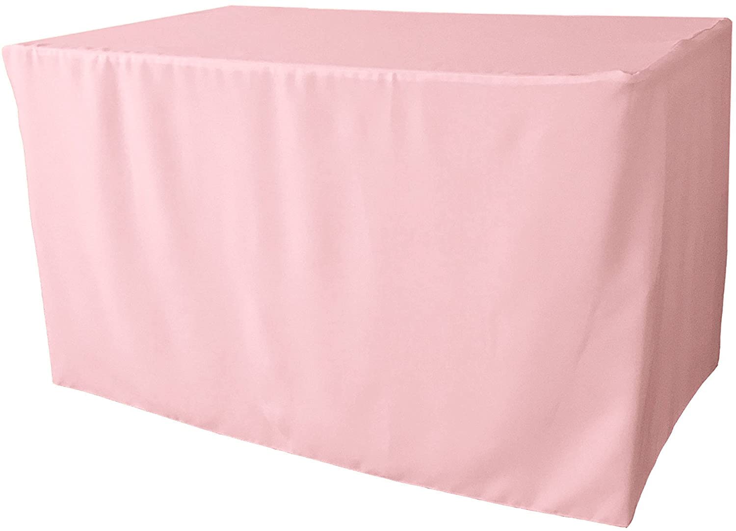 LA Linen TCpop 48x30x30_PinkLgtP37 Polyester Poplin Fitted Tablecloth 48 30-Inch, Light Pink