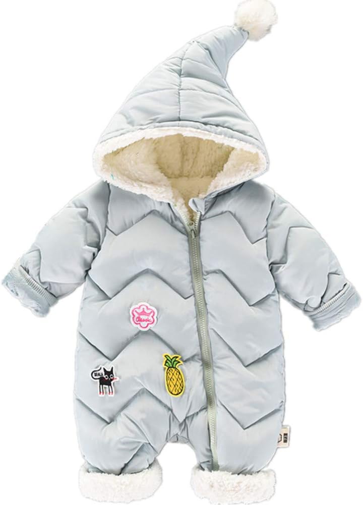 Unisex Baby Hooded Puffer Jacket Infant Jumpsuit Toddler Winter Snowsuit Hoodie Coat Rompers