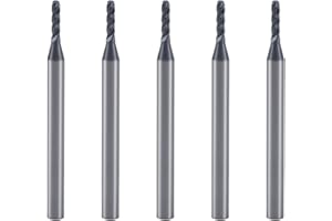 czfeiniu 5Pcs 1/16'' Ball Nose End Mill, 4 Flute CNC Milling Tool CNC Router Bit Set for Harderned Steel, Aluminum, Copper & More, HRC55, AlTiN - BlackNano Coating