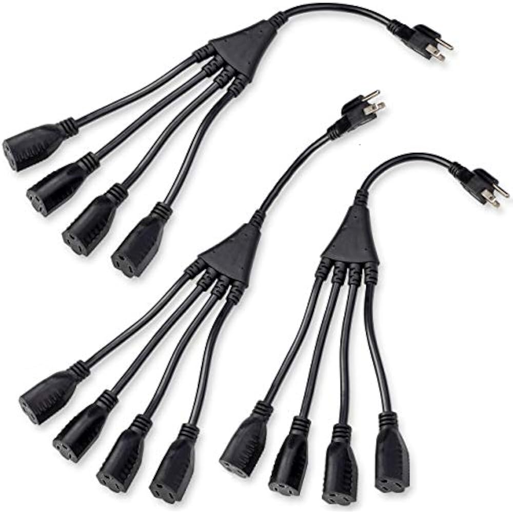 4 Way Power Splitter Cable, 3 Prong Extension Cord, Y 4 Way Power Splitter Cable, 3 Prong Extension Cord, Y