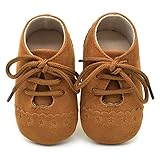 Dukars Baby Boys Girls Soft Sole Moccasins Lace-up Infant Toddler Shoes Sneaker (Brown 2)