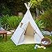 Nature's Blossom Kids Teepee Tent 6 Feet Tipi with Floor, Five Poles, Window Carrying Bag. Foldable Playhouse for Indoor or Outdoor Play. Popular Gift for Thanksgiving Christmas, Off-White, X-Large