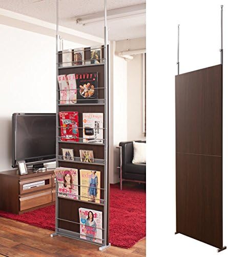 Amazon 突っ張りパーテーション マガジンラック 幅60cm ダークブラウン 間仕切り スクリーン オンライン通販