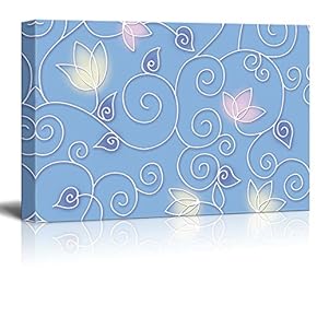 Canvas Prints Wall Art - Beautiful Eastern/Oriental Leaf Pattern | Modern Wall Decor/Home Decoration Stretched Gallery Canvas Wrap Giclee Print & Ready to Hang - 12" x 18"