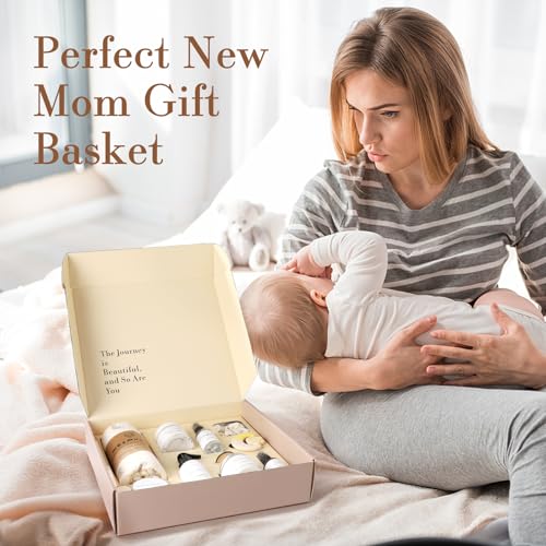 New Mom Gifts, 11 Luxury New Mom Care Package After Baby, Pregnancy Gifts for Expecting Mom To Be, Postpartum Gifts Basket with New Mommy and Baby Essentials for Baby Shower, First Time Mom (Yellow)