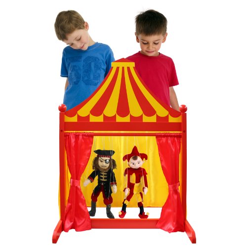 The Puppet Company 3 in 1 Puppet Theatre Children Toys, Red/Yellow