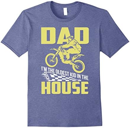 Mens Dad I'm the oldest kid in the house Motocross T-Shirt 2XL Heather Blue