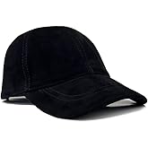 Unisex Genuine Suede Leather Baseball Cap, Vintage-Style Adjustable Strap Hat for Men & Women, One Size Fits Most