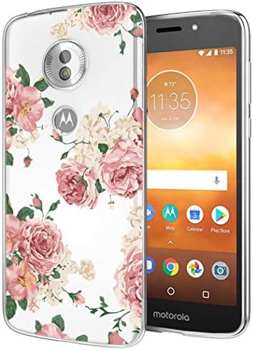 Newtion Moto E5 Play Case, Moto E5 Cruise Phone Case with Flowers, Sophmy Slim Shockproof Clear Floral Pattern Soft Flexible TPU Back Phone Cover for Motorola Moto E5 Play (Pink Flower)